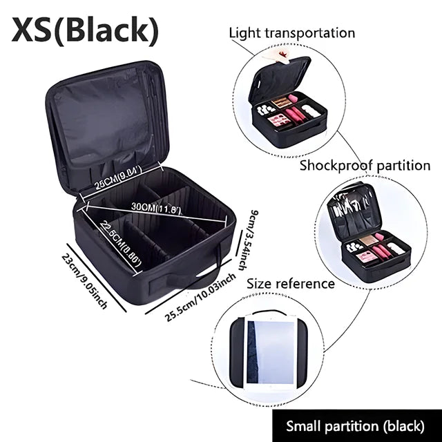 Estojo de Maquiagem Profissional com Grande Capacidade | Organizador Feminino Portátil para Viagem, Cosméticos e Esmaltes