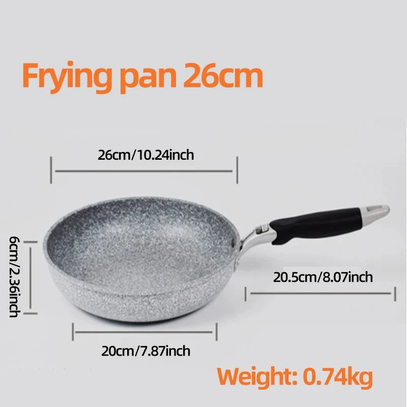 Frigideira Antiaderente de Pedra Durável – Ideal Para Fogão a Gás e Indução, 20cm a 28cm