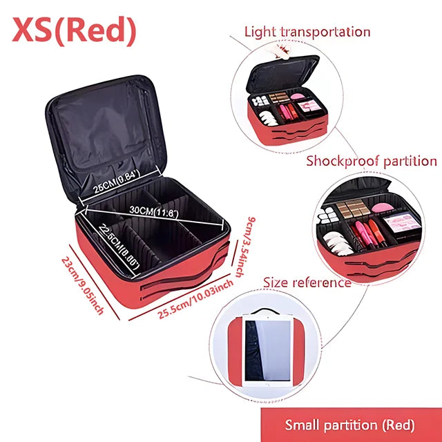 Estojo de Maquiagem Profissional com Grande Capacidade | Organizador Feminino Portátil para Viagem, Cosméticos e Esmaltes