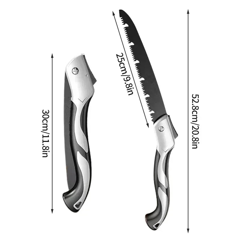 Scie pliante à main à trois faces | Coupe rapide | Portable et antirouille | Jardin, Bois, Camping, Travaux | Haute durabilité