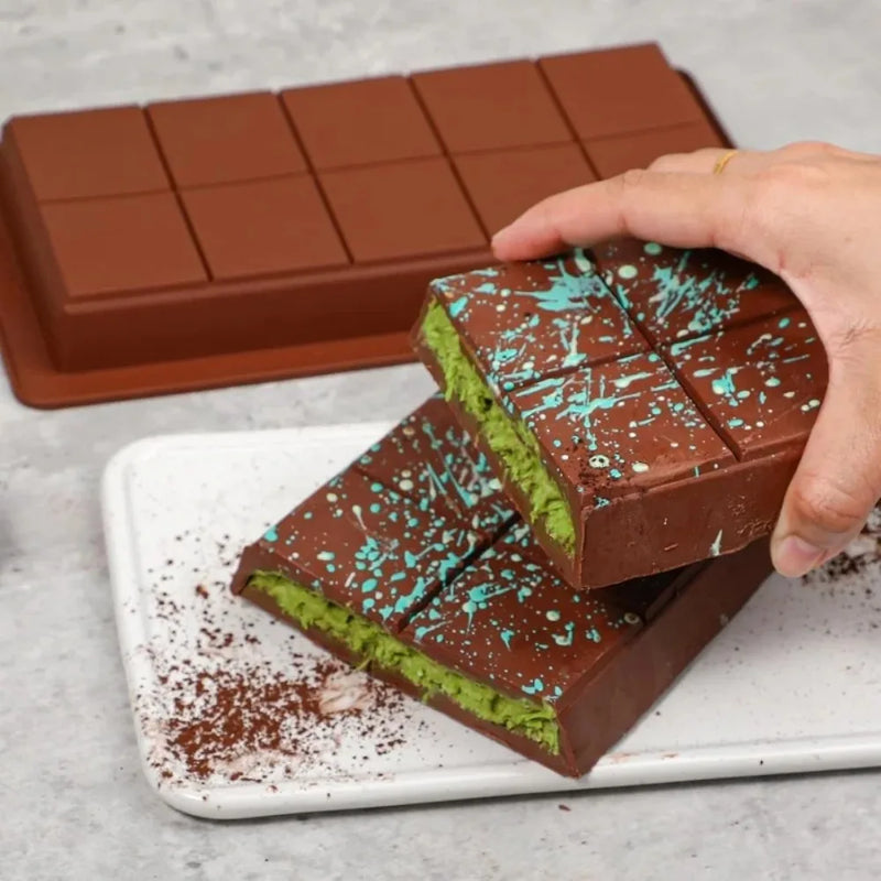 Molde de Silicone Quebrado para Barras de Chocolate e Cera – Fácil Liberação, Durável e Versátil