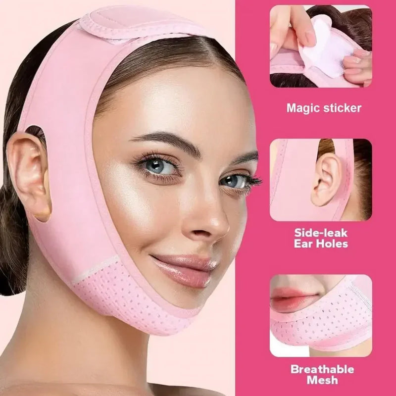 Faixa Modeladora Facial V-Line – Redutor de Papada, Lifting Facial e Rejuvenescimento | Reutilizável, Unissex, Pele Firme e Contorno em Forma de V