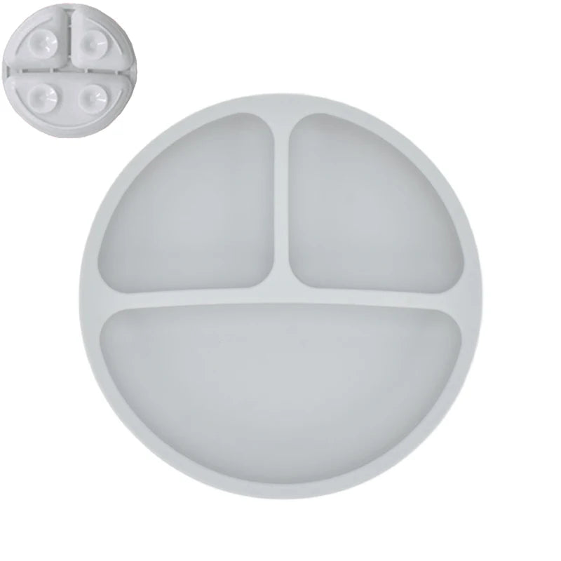 Ensemble en silicone pour enfants : assiette, cuillère à riz et bol avec ventouse et design amusant