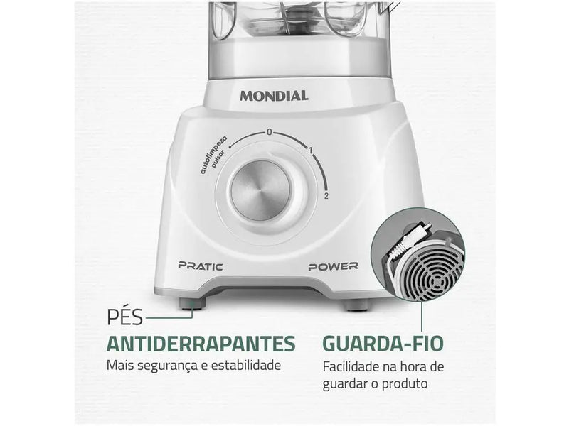 Liquidificador Mondial Pratic Power 550W – Copo 2,2L, Autolimpeza, 2 Velocidades + Pulsar