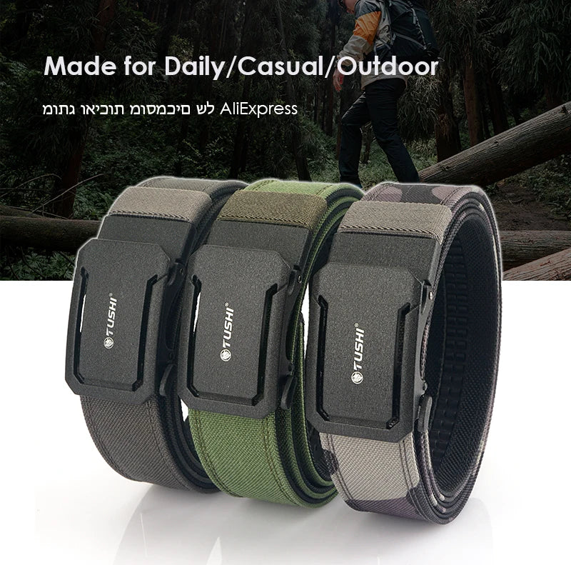 Ceinture tactique pour homme TUSHI VT220 – Nylon 1100D renforcé avec boucle automatique en alliage de zinc, réglable sur 120 cm, pour usage militaire et extérieur