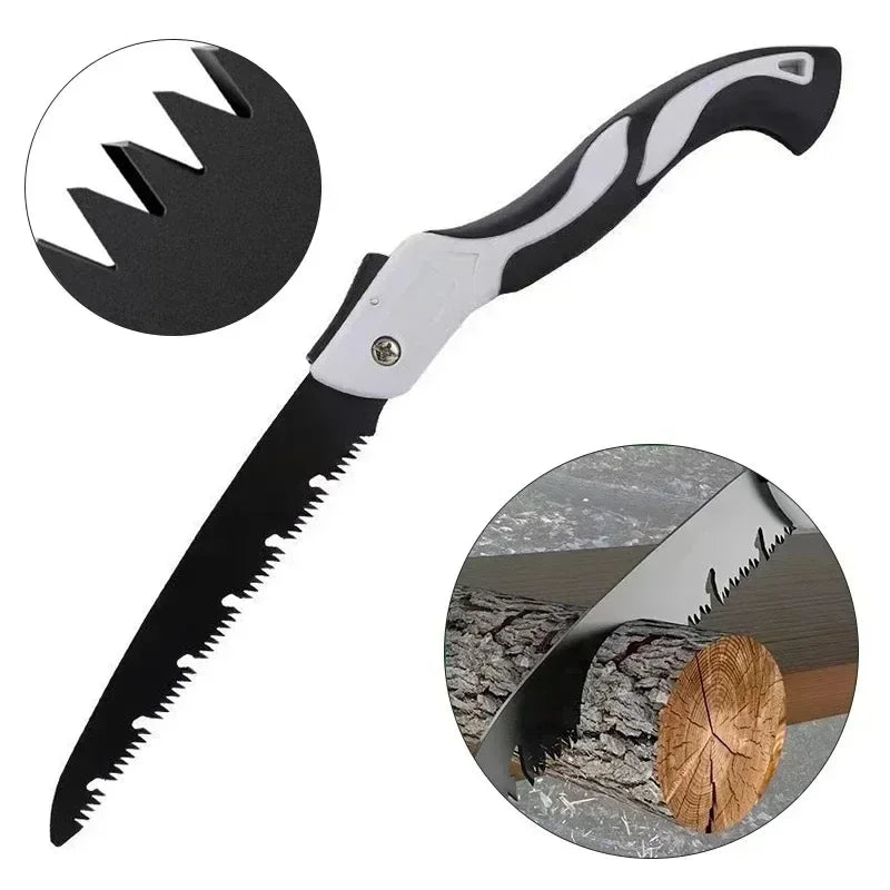 Scie pliante à main à trois faces | Coupe rapide | Portable et antirouille | Jardin, Bois, Camping, Travaux | Haute durabilité