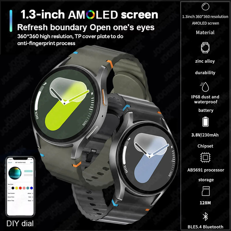 Montre connectée Galaxy Watch 7 – Écran AMOLED HD, boussole, fréquence cardiaque, appels Bluetooth, étanche 