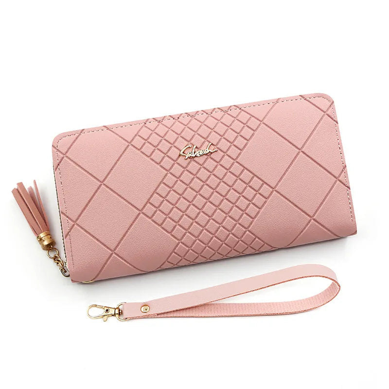 Carteira Feminina de Mão com Zíper – Porta-Cartões, Porta-Moedas e Celular | Grande Capacidade | Couro PU Elegante com Alça de Pulso