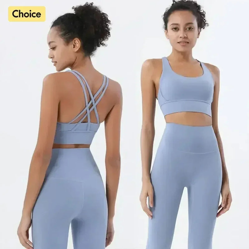 Conjunto Fitness Feminino com Legging e Top – Roupa de Academia para Ioga, Corrida e Musculação | Tecido Respirável, Cintura Alta e Suporte no Sutiã