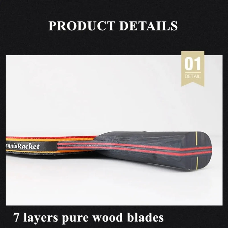 Ensemble de raquettes de tennis de table professionnelles 5/6 étoiles – Kit avec 2 raquettes + sac | Bois de première qualité, caoutchouc à chevrons et haute performance