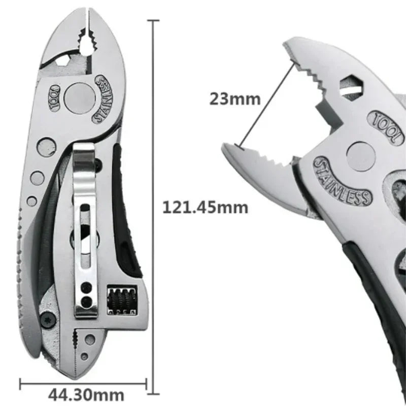Multitool Alicate com Faca, Chave de Fenda, Serra, Chave Ajustável – 10 em 1 | Portátil e Dobrável | Sobrevivência e Camping