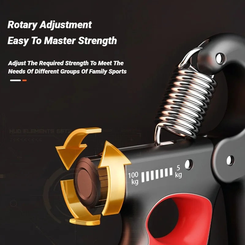 Fortalecedor de Mão com Contador Digital 5–100kg – Ajustável, Ergonômico e Ideal para Reabilitação, Treino Muscular e Fitness