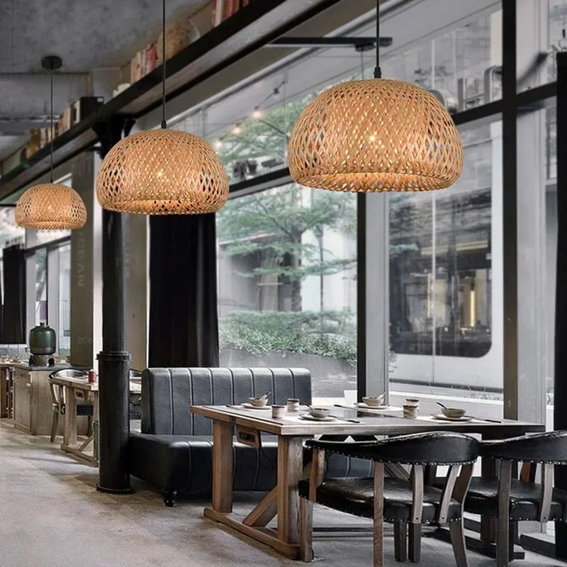 Lustre de Bambu Pendente Artesanal Natural para Sala Quarto Varanda