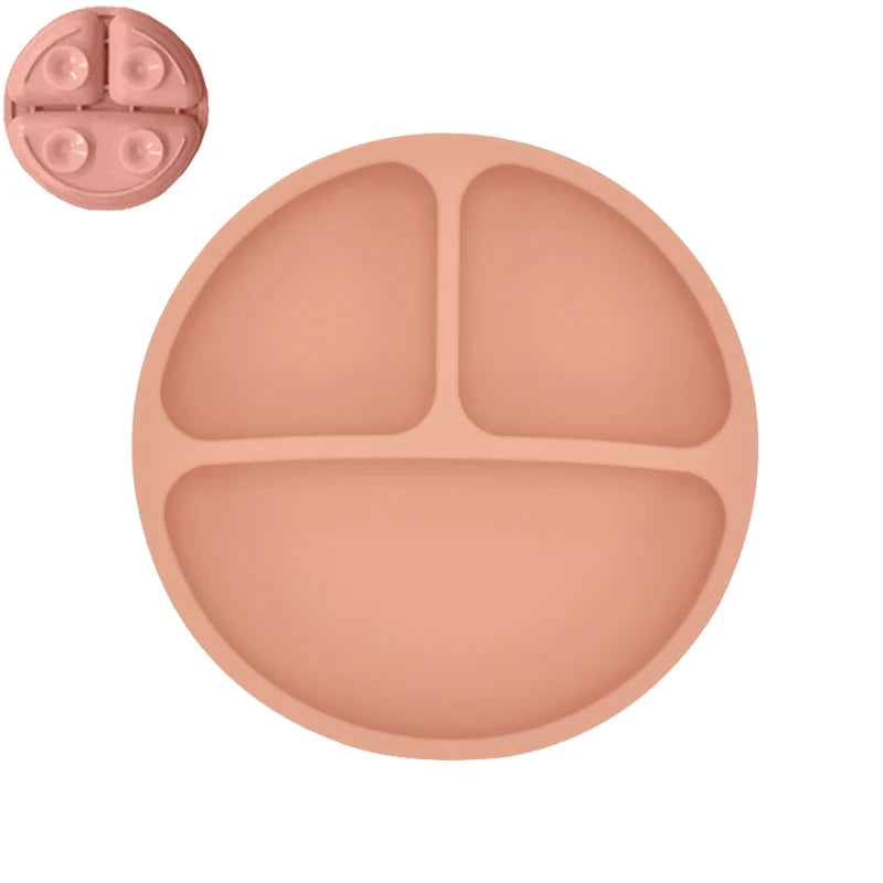 Ensemble en silicone pour enfants : assiette, cuillère à riz et bol avec ventouse et design amusant
