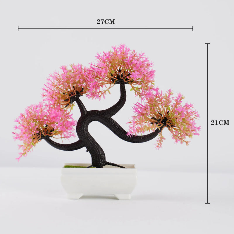 Bonsai Artificial Premium em Vaso | Mini Árvore Decorativa Realista | Flores Falsas para Mesa, Jardim, Escritório e Decoração de Interiores