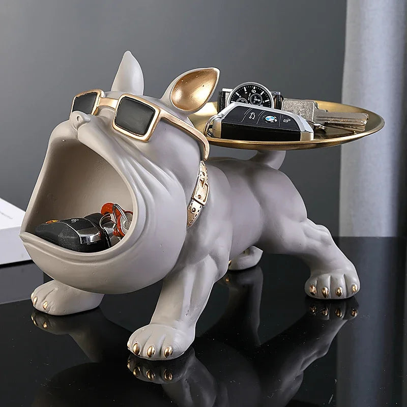 Caixa de Armazenamento Decorativa em Formato de Cachorro – Resina Durável 30cm