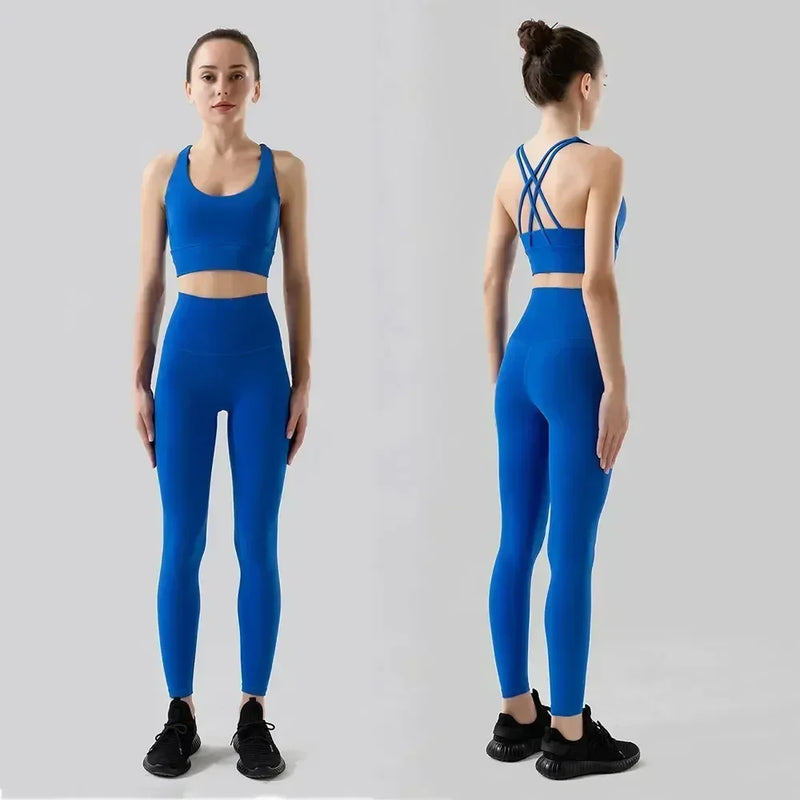 Conjunto Fitness Feminino com Legging e Top – Roupa de Academia para Ioga, Corrida e Musculação | Tecido Respirável, Cintura Alta e Suporte no Sutiã
