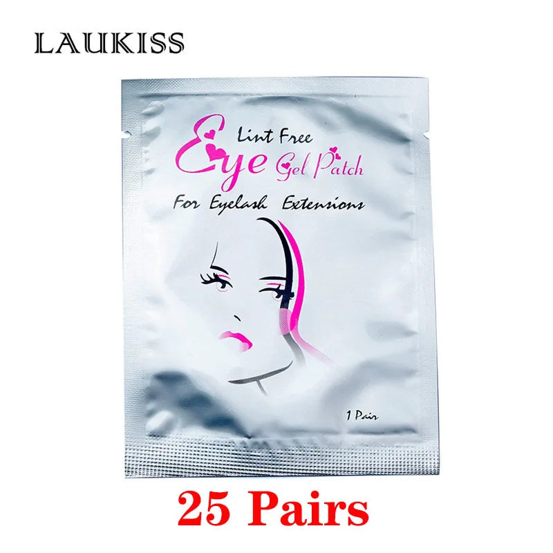 25/50/100 Pares Almofadas de Hidrogel para Cílios | LAUKISS | Sem Fiapos | Adesivo para Extensão de Cílios | Rosa Profissional