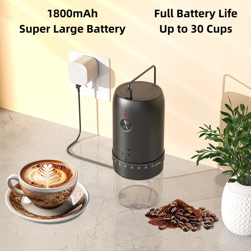 Moedor de Café Elétrico USB Portátil – 40 Níveis de Moagem, Recarregável
