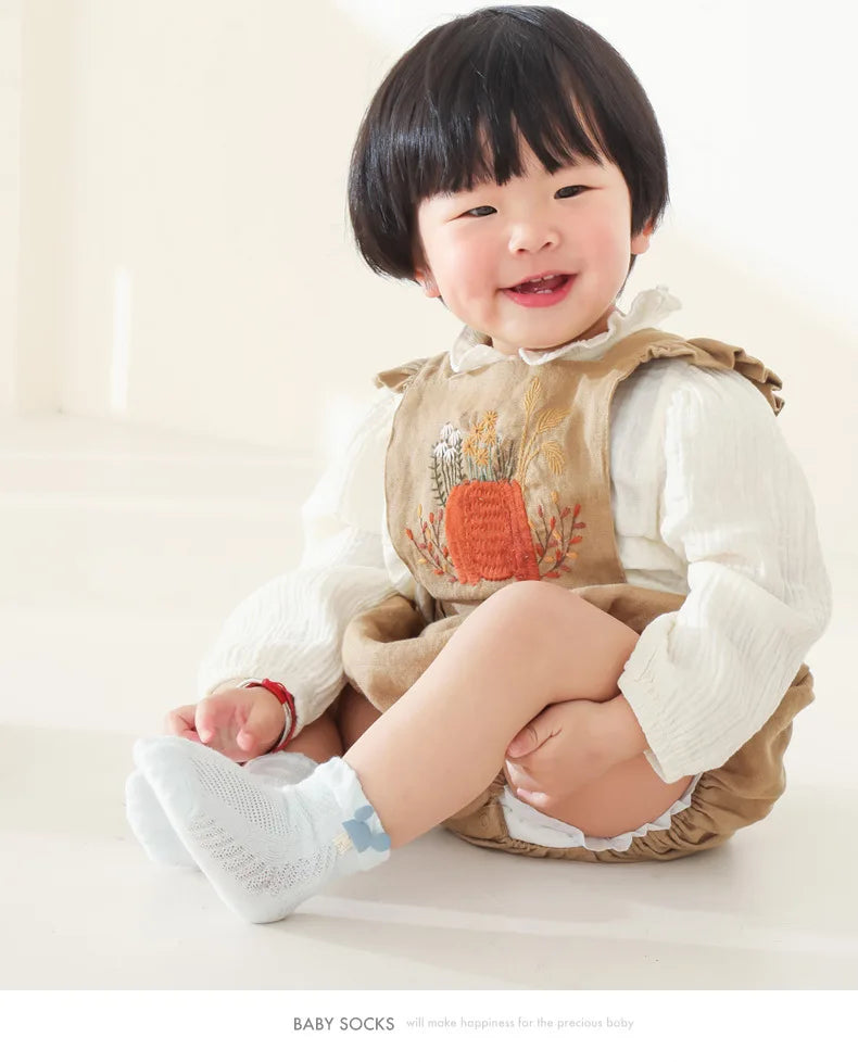 Lot de 4 paires de chaussettes fines pour bébé – Coton respirant, style mignon et confort pour l'été