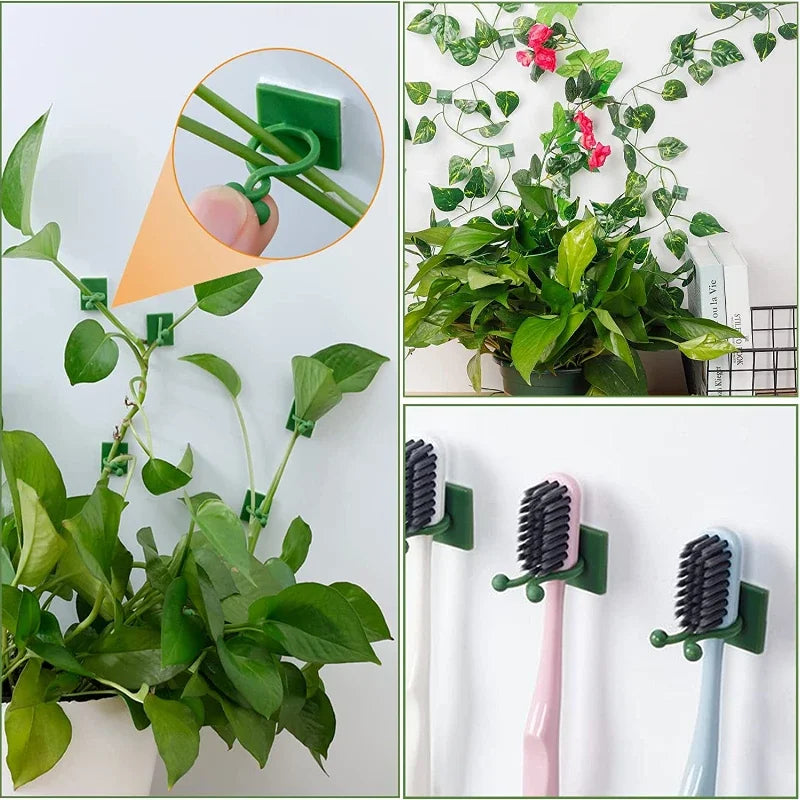 Clipes para Plantas Trepadeiras Autoadesivos | Invisíveis | Formato de Folha | Jardim e Casa | Kit c/ 10 a 50 Unidades