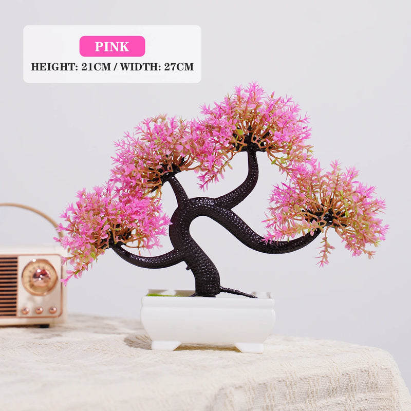 Bonsai Artificial Premium em Vaso | Mini Árvore Decorativa Realista | Flores Falsas para Mesa, Jardim, Escritório e Decoração de Interiores