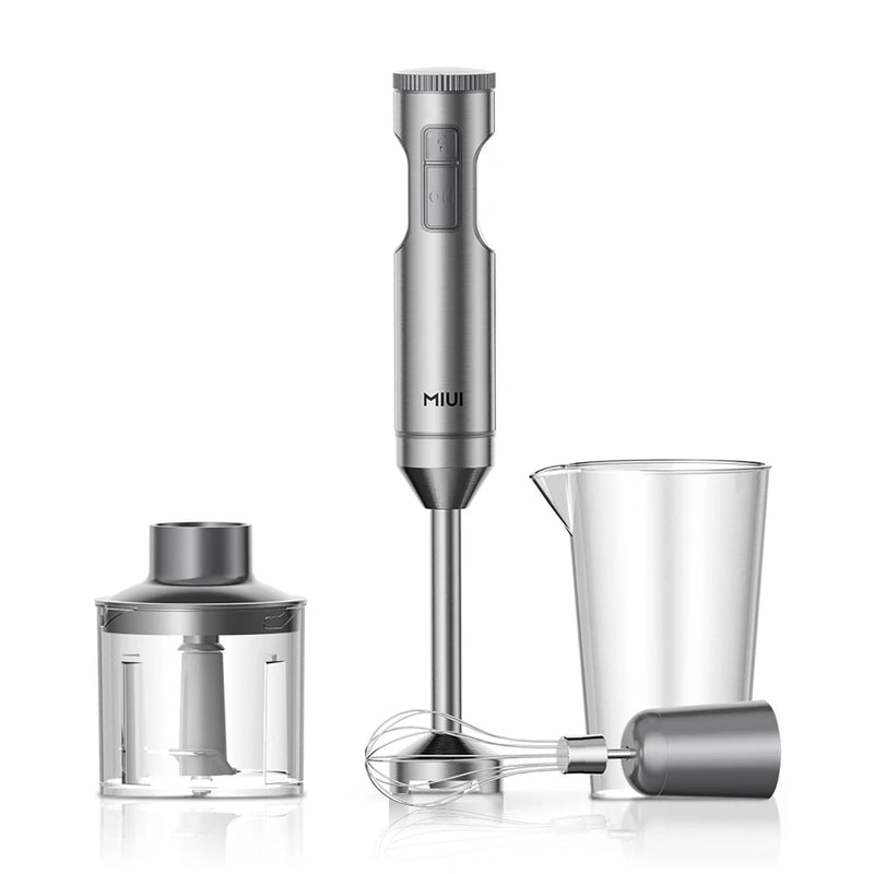 Batedeira Elétrica Portátil 4 em 1 MIUI 1000W Turbo Inox – Mixer, Processador, Copo 700ml, Batedor – 14 Velocidades – Trava de Segurança Infantil