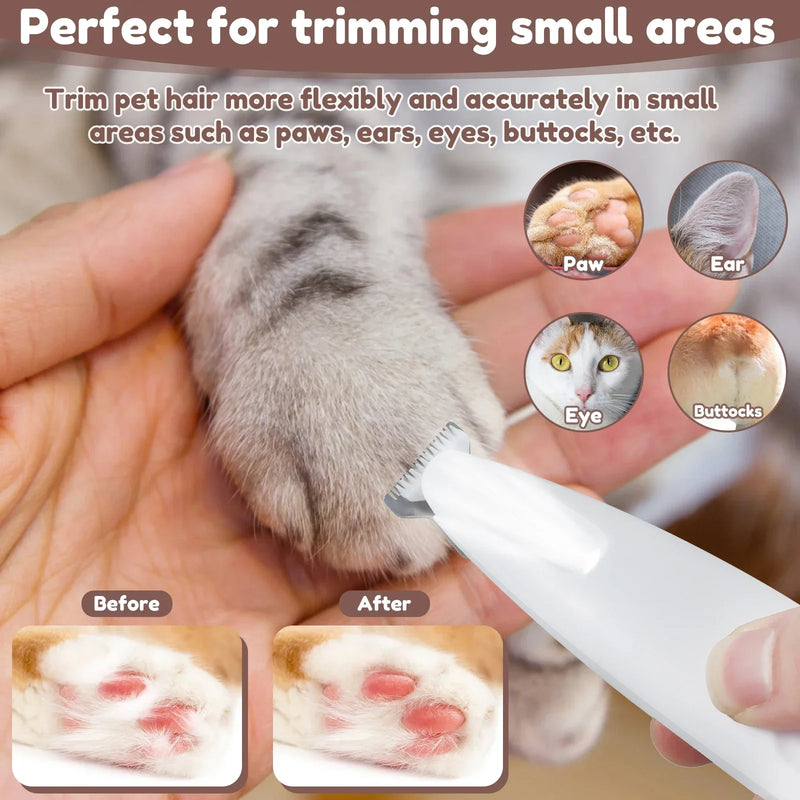 Aparador de Pelos para Patas com Luz LED – À Prova d’Água, Tela Digital e Lâmina Larga de 18mm – Ideal para Higiene Pet Profissional