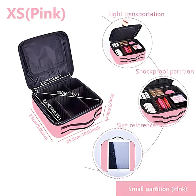 Estojo de Maquiagem Profissional com Grande Capacidade | Organizador Feminino Portátil para Viagem, Cosméticos e Esmaltes