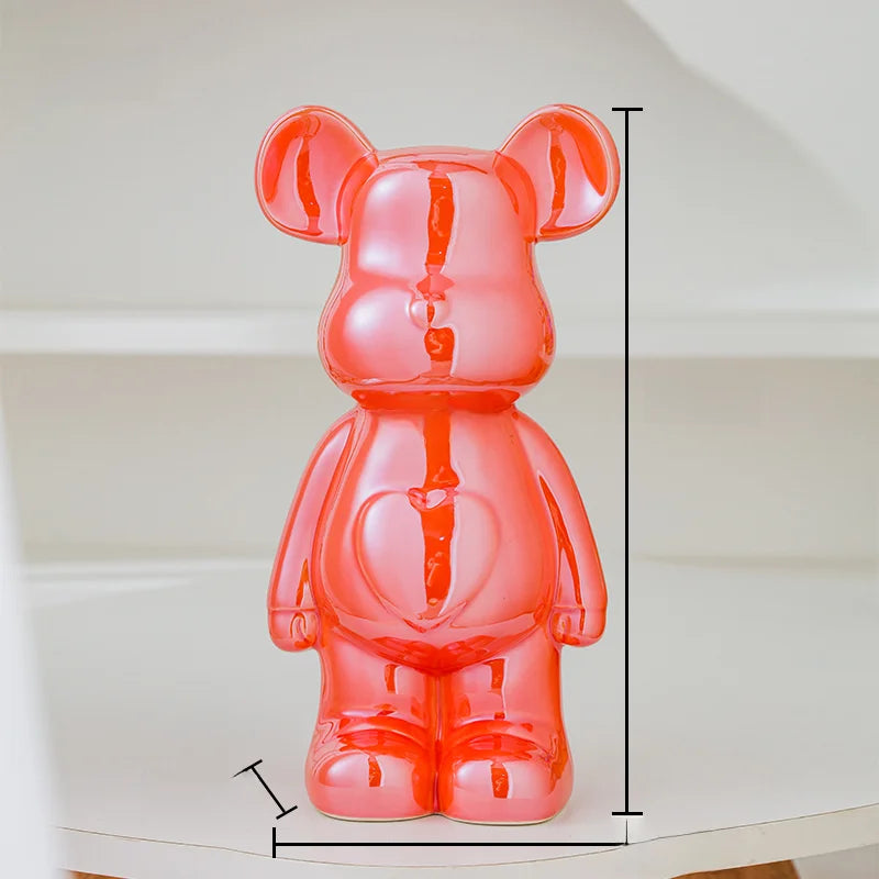 Escultura de Urso em Cerâmica Estilo Brick – Decoração Moderna para Quarto e Sala – 17/27 cm