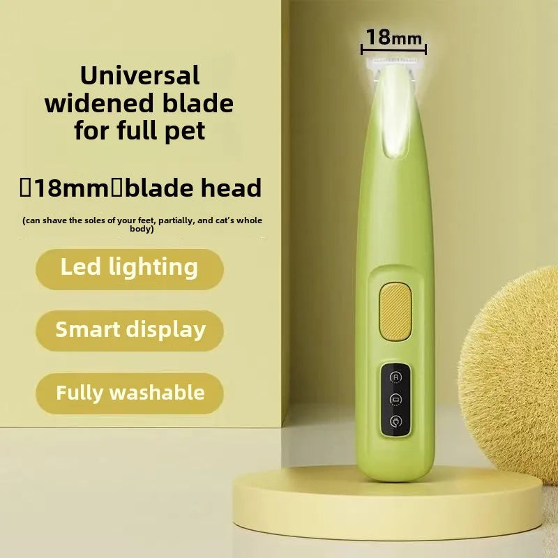 Aparador de Pelos para Patas com Luz LED – À Prova d’Água, Tela Digital e Lâmina Larga de 18mm – Ideal para Higiene Pet Profissional