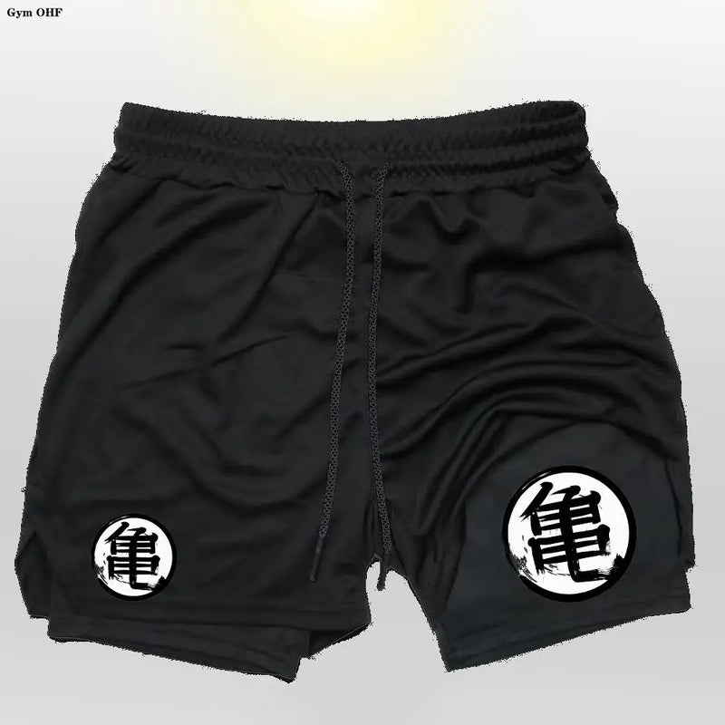 Short Goku 2 en 1 pour homme – Entraînement, course et gym à séchage rapide