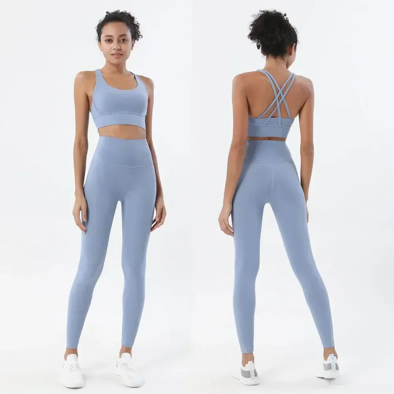 Conjunto Fitness Feminino com Legging e Top – Roupa de Academia para Ioga, Corrida e Musculação | Tecido Respirável, Cintura Alta e Suporte no Sutiã