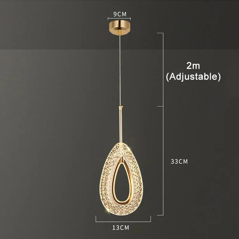 Lustre LED en cristal de luxe nordique – Suspension pour salon, chambre, salle à manger et restaurant