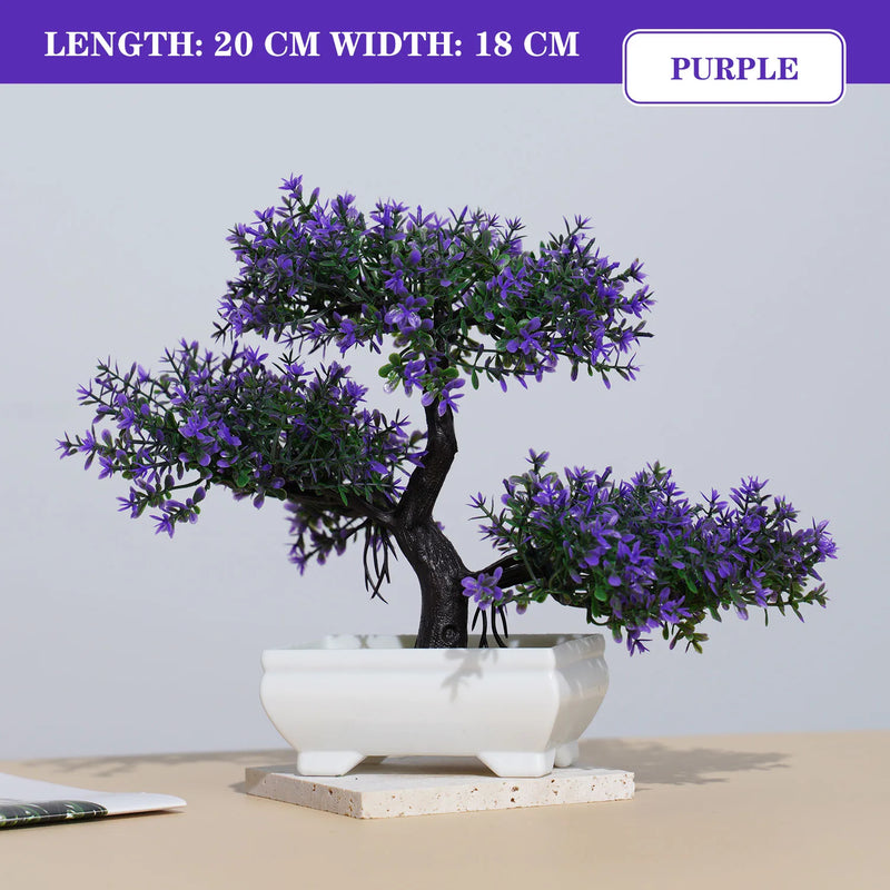 Bonsai Artificial Premium em Vaso | Mini Árvore Decorativa Realista | Flores Falsas para Mesa, Jardim, Escritório e Decoração de Interiores