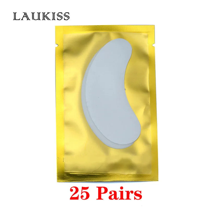 25/50/100 Pares Almofadas de Hidrogel para Cílios | LAUKISS | Sem Fiapos | Adesivo para Extensão de Cílios | Rosa Profissional