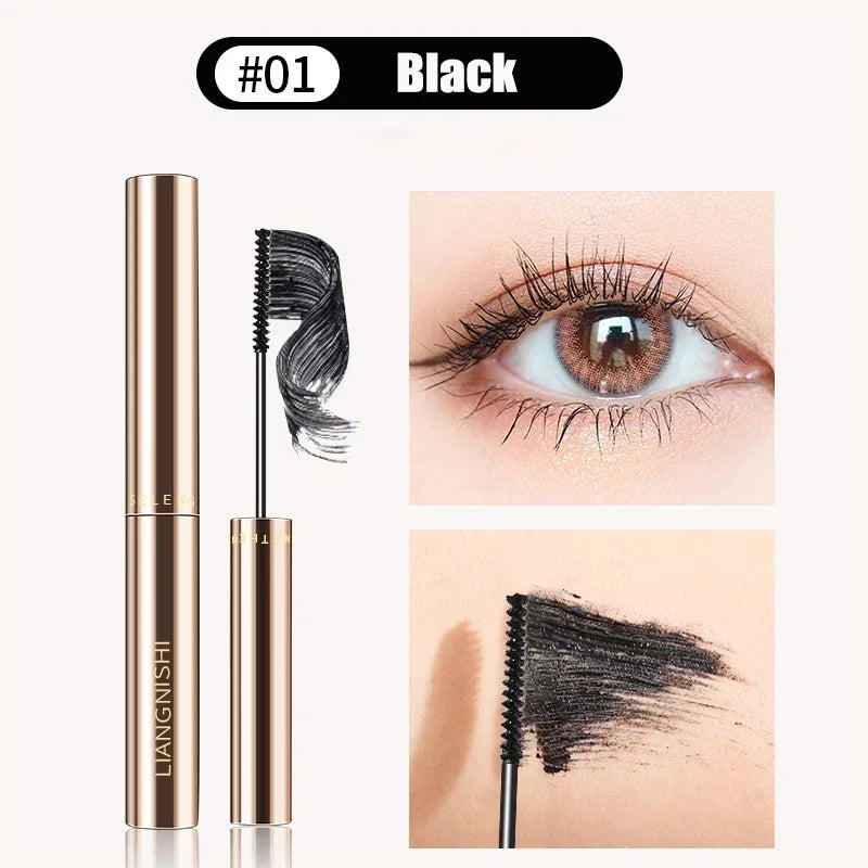Matte Mascara with Silk Fibers – Long, Curled, Natural Lashes | Precision Brush, Quick Dry, Waterproof, Black &amp; Brown
