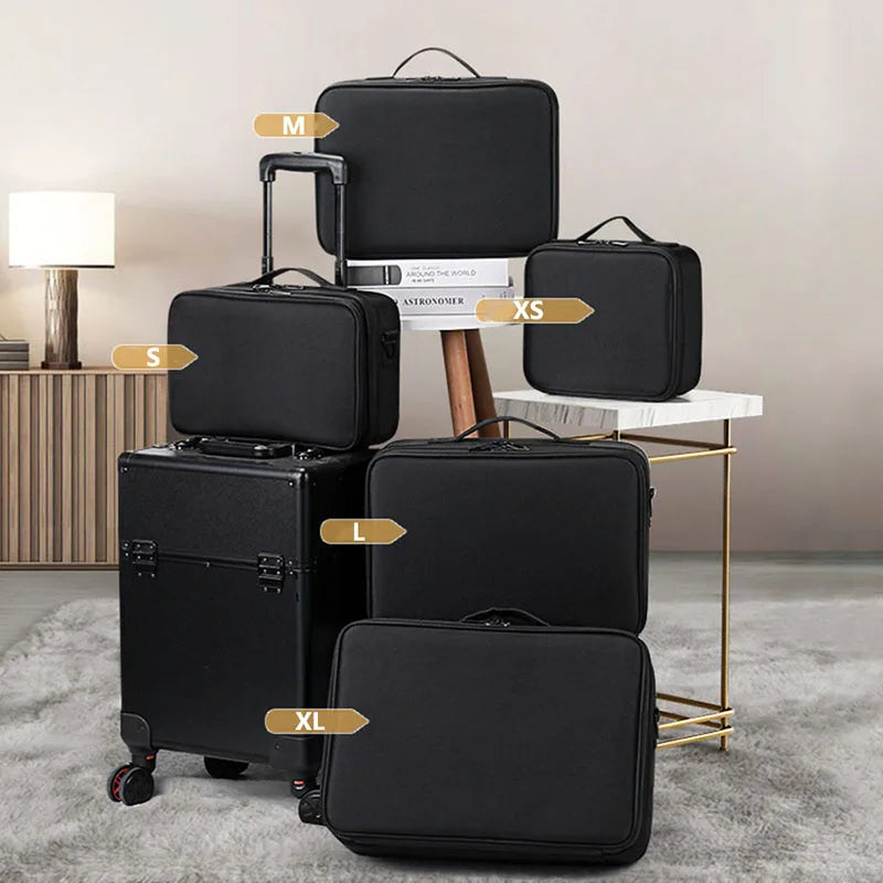 Estojo de Maquiagem Profissional com Grande Capacidade | Organizador Feminino Portátil para Viagem, Cosméticos e Esmaltes