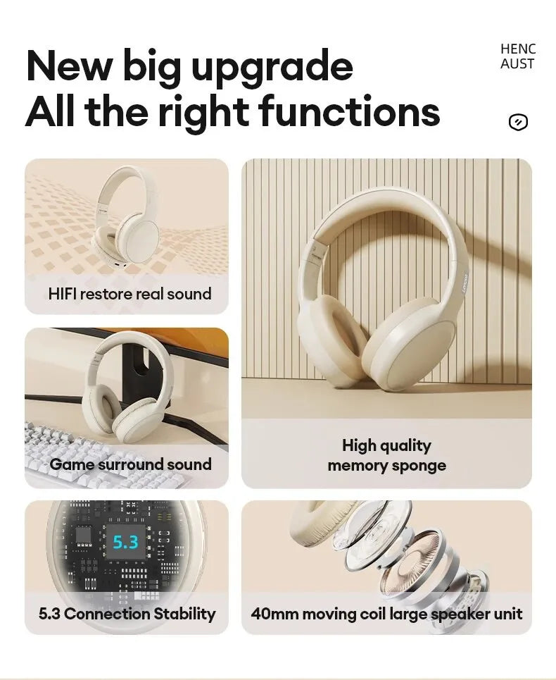 Fone de Ouvido Lenovo TH30 | Bluetooth 5.3 Dobrável | Microfone | Estéreo Potente para Música, Jogo e Esporte