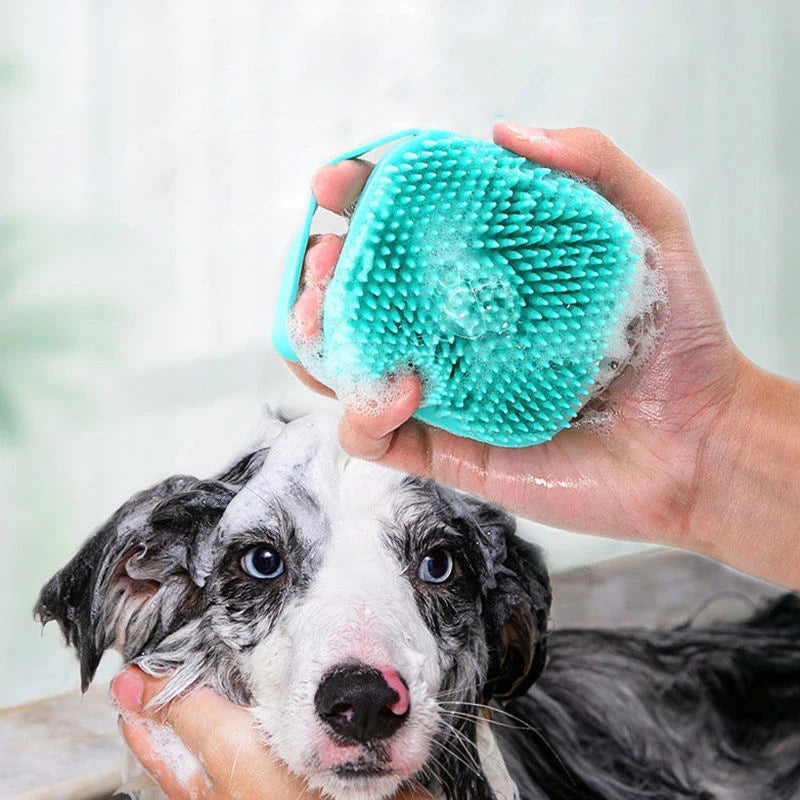 Escova de Banho para Pets – Massageador de Silicone Macio para Cães e Gatos