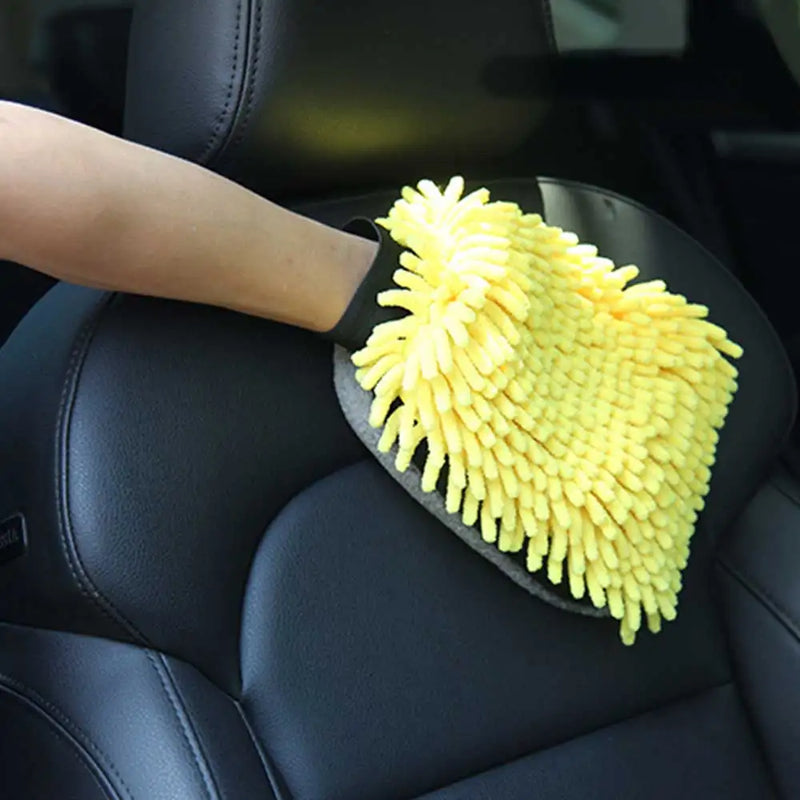Microfiber Car Wash Glove – High Absorption, Efficient Cleaning, Quick Drying, Yellow and Gray