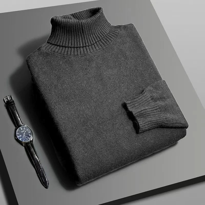 Pull col roulé coupe slim pour homme – Tricot de qualité supérieure, anti-boulochage, manches longues | Style streetwear décontracté