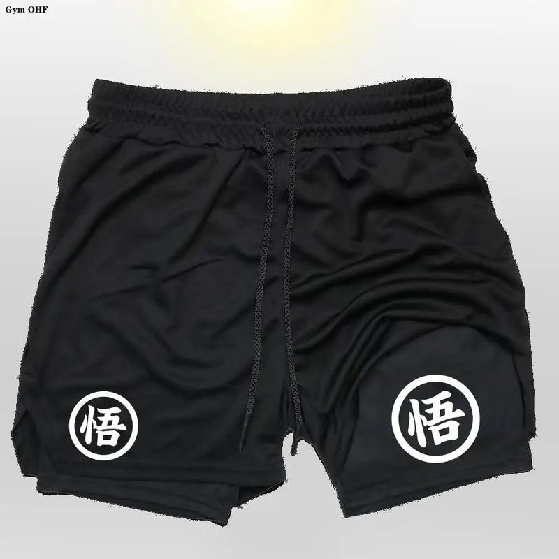 Short Goku 2 en 1 pour homme – Entraînement, course et gym à séchage rapide