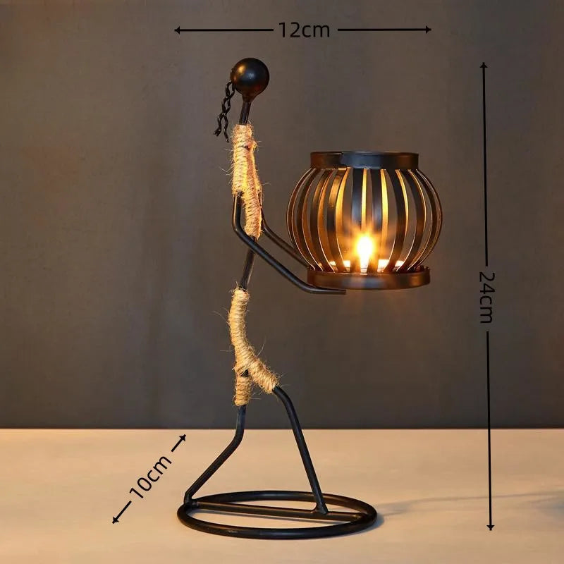 Castiçal Escultura Abstrata em Metal – Decoração Nórdica Moderna para Casa e Escritório