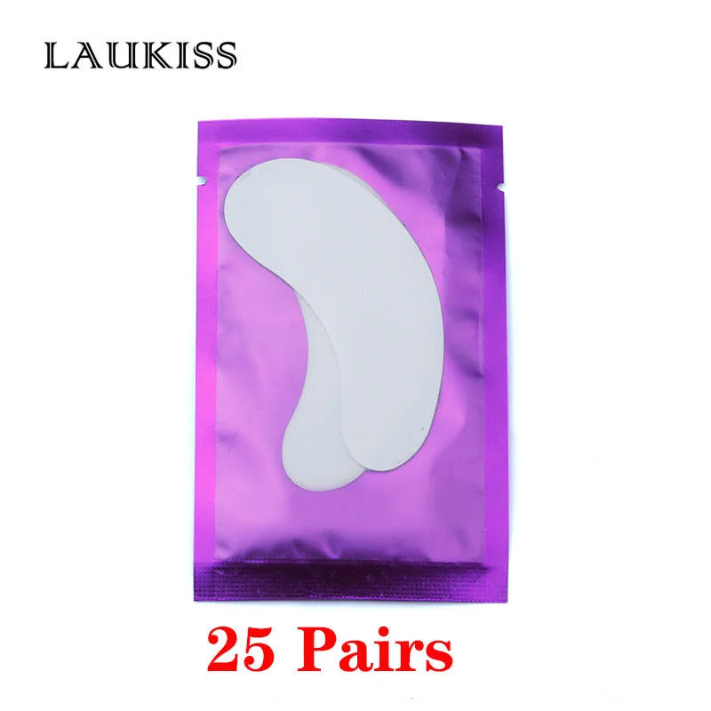 25/50/100 Pares Almofadas de Hidrogel para Cílios | LAUKISS | Sem Fiapos | Adesivo para Extensão de Cílios | Rosa Profissional