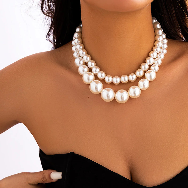Elegante Colar Feminino de Pérolas Duplas para Viagens, Festas e Presentes - Modelo Trendy Europeu/Americano (802057)