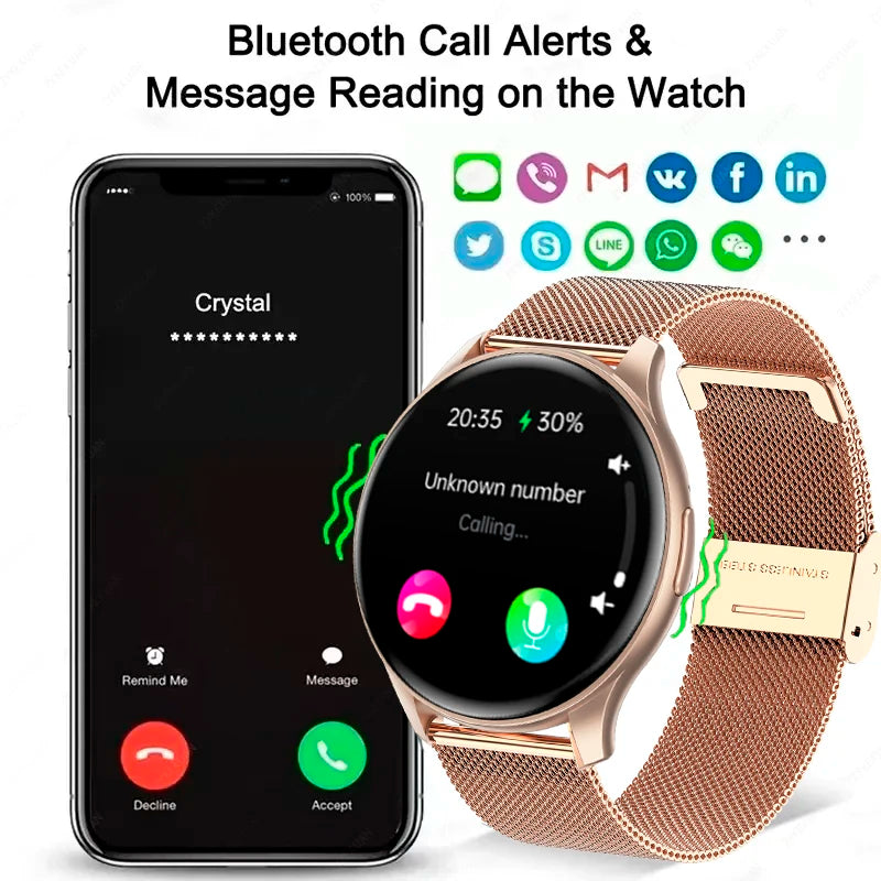 Smartwatch 1,43” AMOLED HD 2025 – Ligações Bluetooth – Compatível com Xiaomi Huawei – Masculino e Feminino