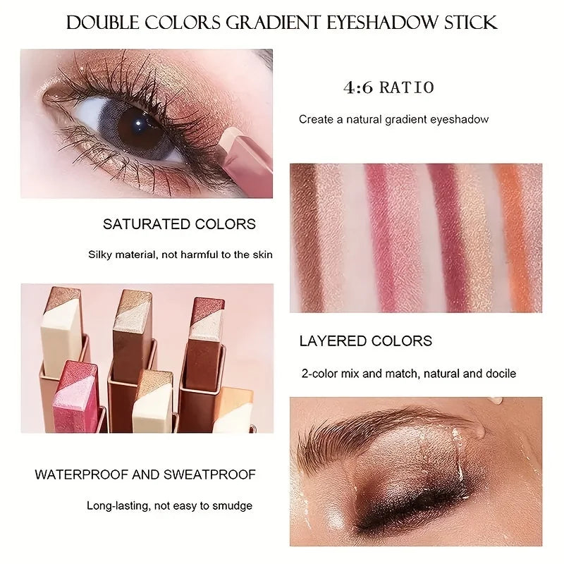 Bastão de Sombra 3D com Degradê – Duo de Cores, Efeito Esfumado Natural, Longa Duração e Fácil Aplicação | Prático e Sem Tirar a Maquiagem