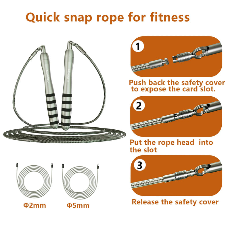 Corda de Pular de Velocidade com Fio de Aço – Ajustável, Rápida e Resistente | Ideal para Crossfit, HIIT, Perda de Peso e Treinos em Casa