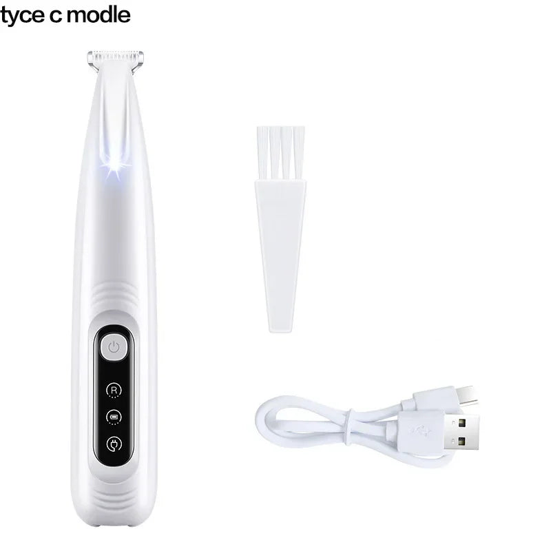 Aparador de Pelos para Patas com Luz LED – À Prova d’Água, Tela Digital e Lâmina Larga de 18mm – Ideal para Higiene Pet Profissional